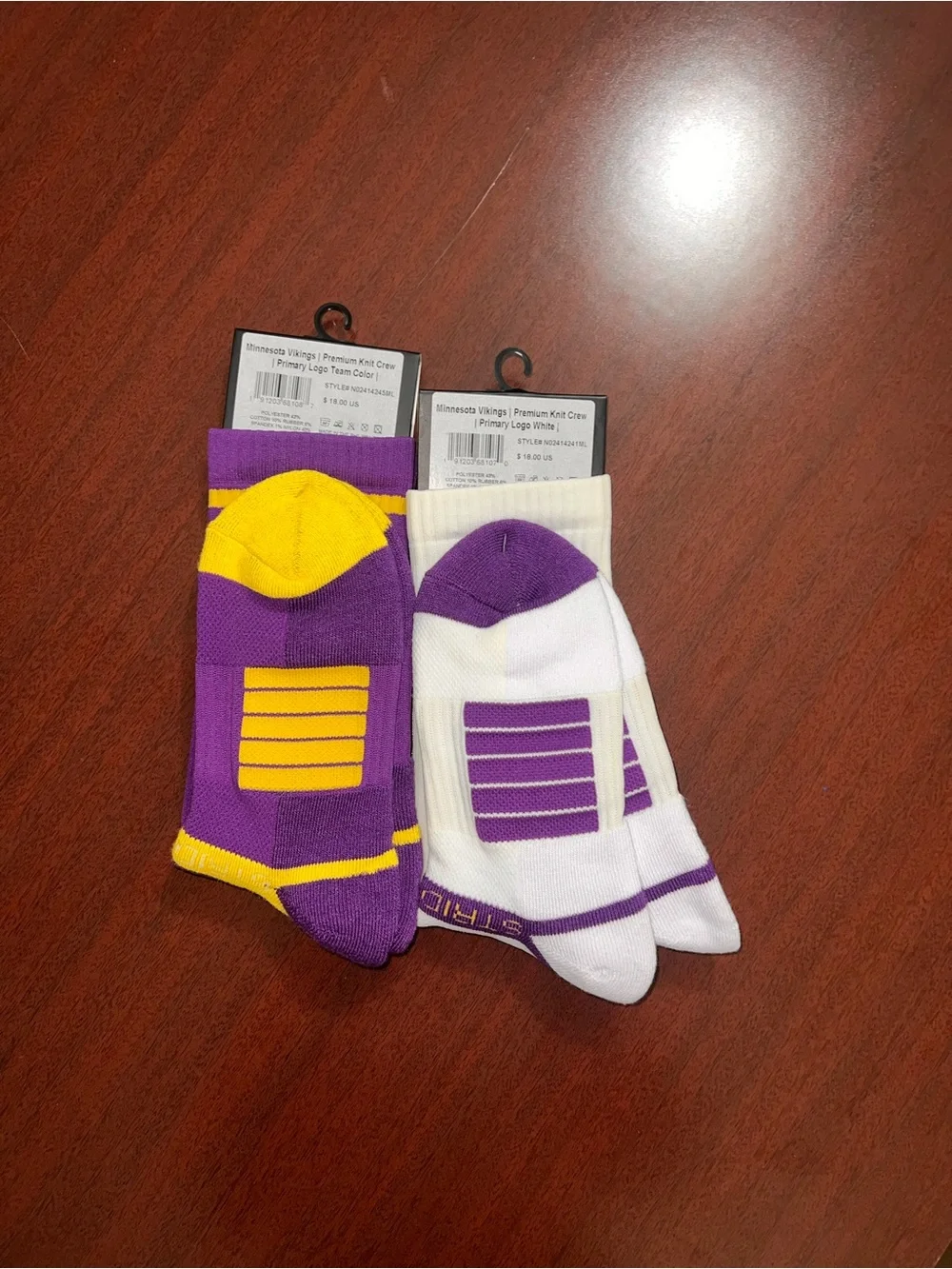 NFL Vikings Strideline Crew Socks - Purple, White & Gold